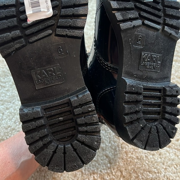 Karl Lagerfeld topanga black rain boot rhinestone slip on boot size 6 charm - Picture 8 of 8